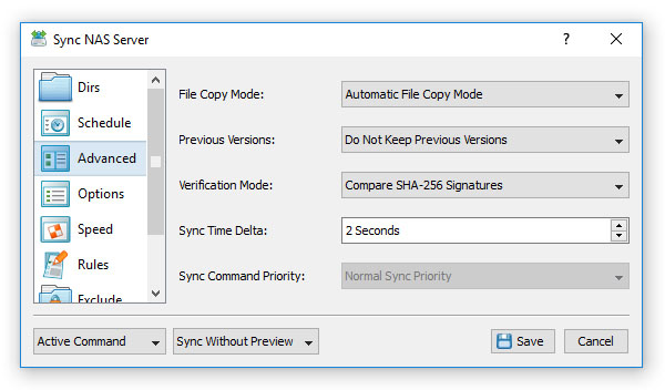 Advanced File Synchronization Options