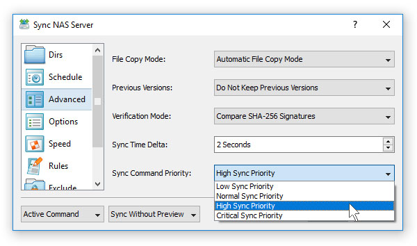 SyncBreeze Change File Synchronization Priority