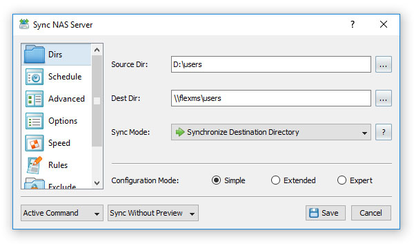 SyncBreeze Server File Synchronization Command Options