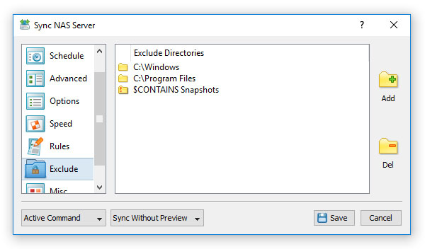 File Synchronization Exclude Directories