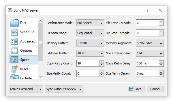 File Synchronization Performance Options