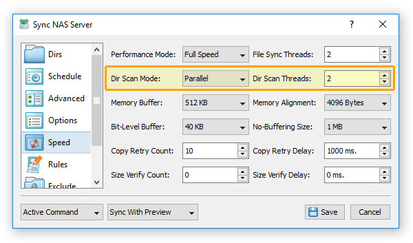 SyncBreeze Parallel Directory Scanning Threads