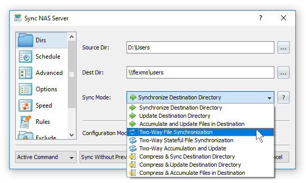 SyncBreeze File Synchronization Modes