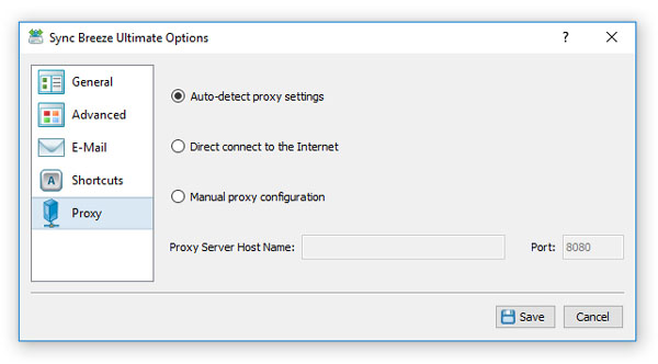 SyncBreeze Options Dialog Proxy