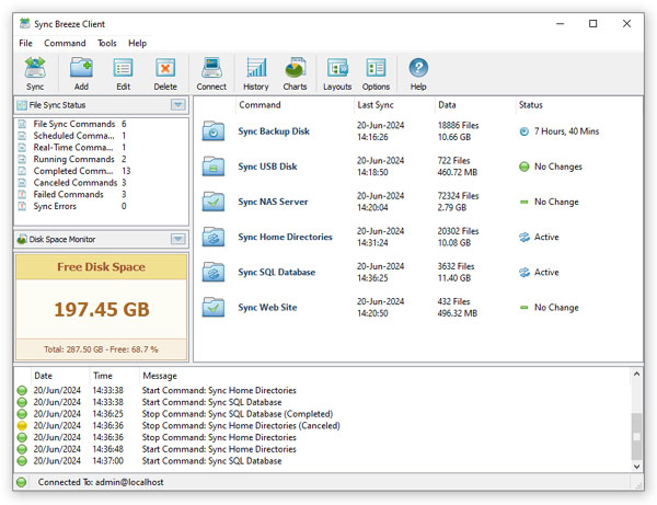 SyncBreeze Server Disk Space Monitor