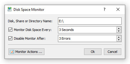 SyncBreeze Server Disk Space Monitor Dialog