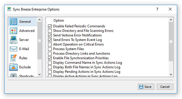 SyncBreeze Server Options