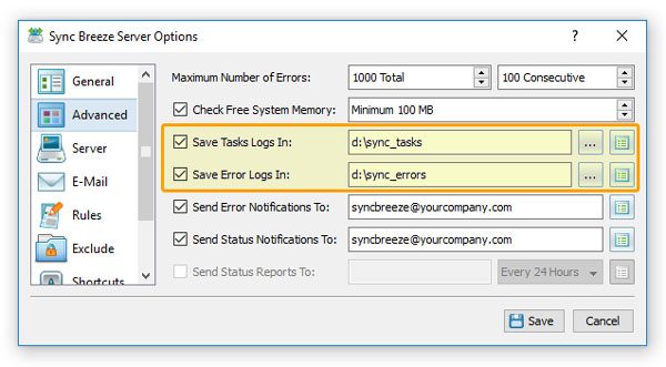 Global File Synchronization Logs