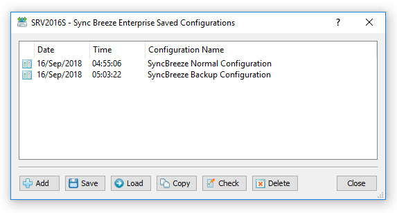 SyncBreeze Enterprise Saved Configurations